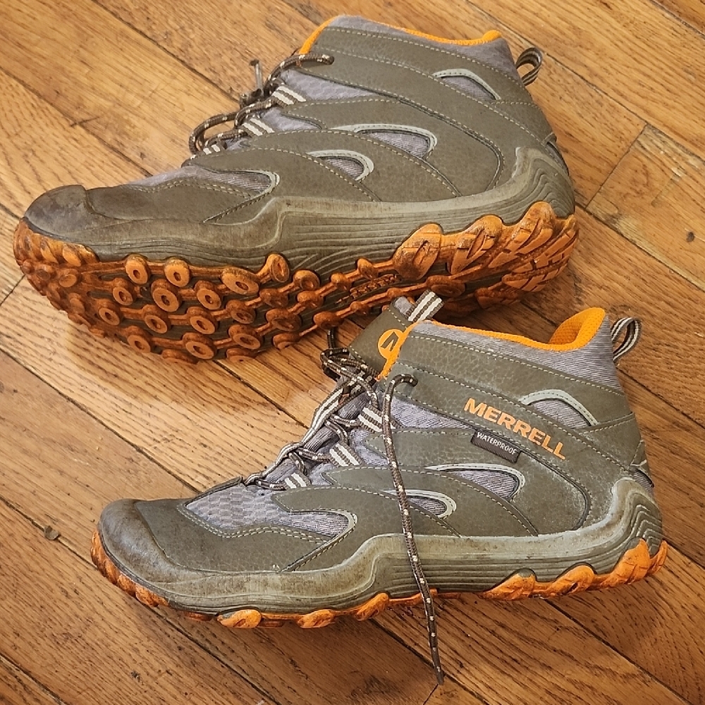 Merrell Kids Olive and Orange Hiking Shoes
